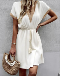 Vivienne | Women's V Neck Short Sleeve Mini Dress