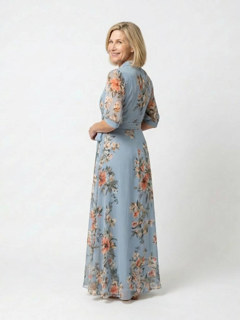Lilia – Floral Wrap V-Neck Maxi Dress