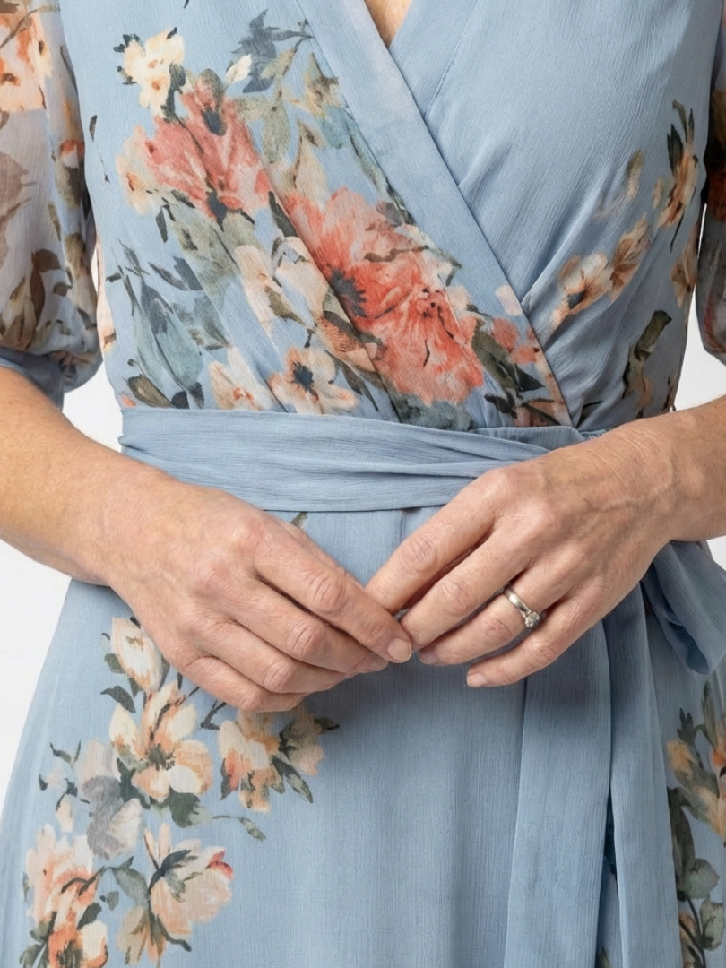 Lilia – Floral Wrap V-Neck Maxi Dress