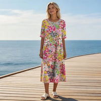 Aurora – Watercolour Floral Midi Dress