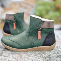 Eleanor | Waterproof Boots Ankle Leather Zipper Women's Green