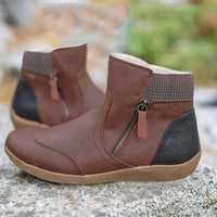 Eleanor | Waterproof Boots Ankle Leather Zipper Women's Brown