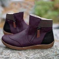 Eleanor | Waterproof Boots Ankle Leather Zipper Women's Purple