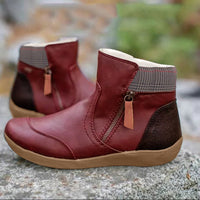 Eleanor | Waterproof Boots Ankle Leather Zipper Women's Red
