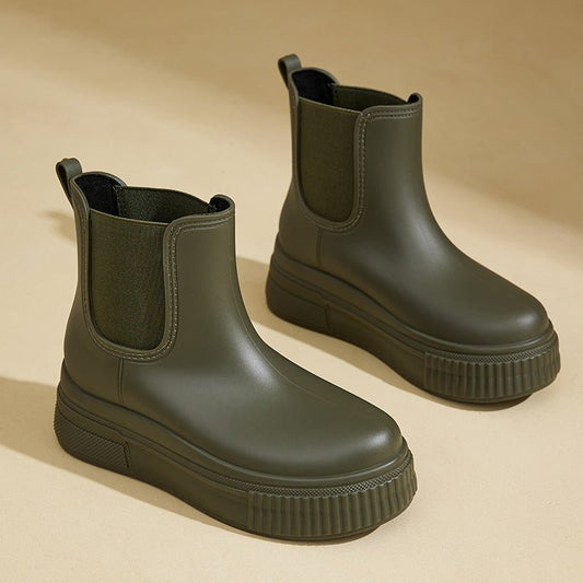 Olivia | Waterproof Boots Women's Chelsea Platform Rain Ankle Green