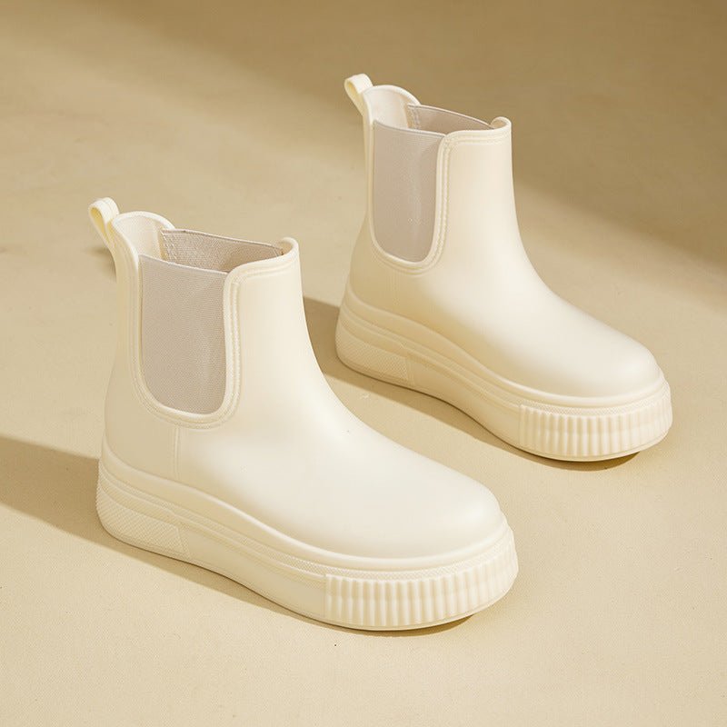 Olivia | Waterproof Boots Women's Chelsea Platform Rain Ankle White Stamped