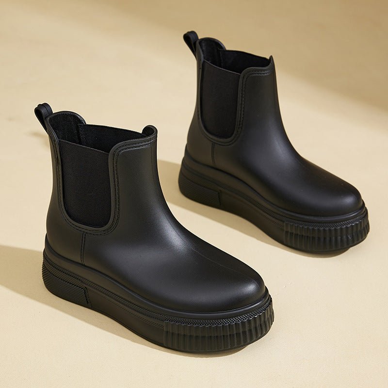 Olivia | Waterproof Boots Women's Chelsea Platform Rain Ankle Black