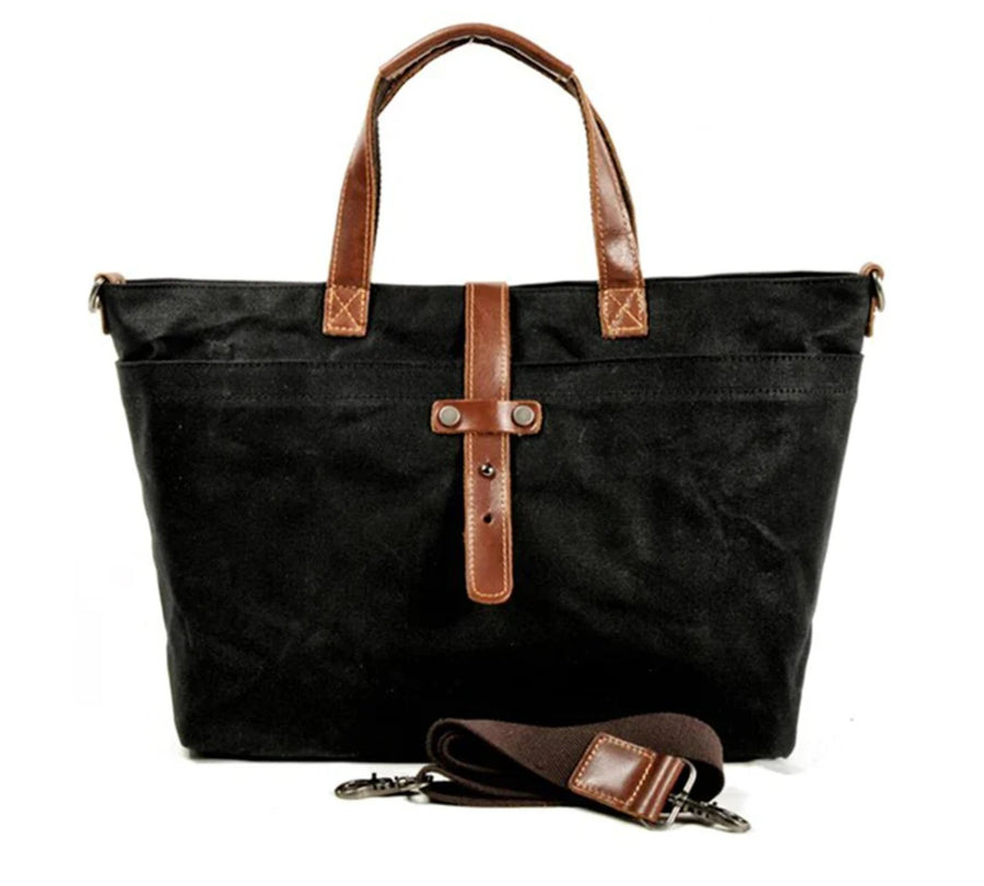 Aiden | Waxed Canvas Leather-Trim Weather-Resistant Tote Bag Hard coal mine