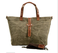 Harper | Waxed Canvas Tote Bag Leather-Trim Water-Resistant Crossbody Sage Wood
