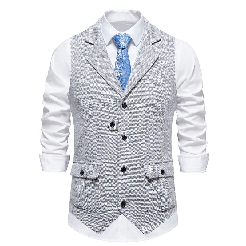 Weston | Men's Herringbone Notch Lapel Suit Vest