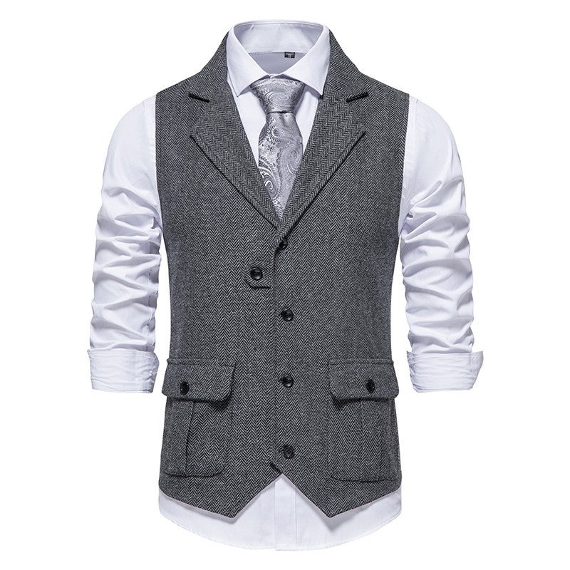 Weston | Men's Herringbone Notch Lapel Suit Vest