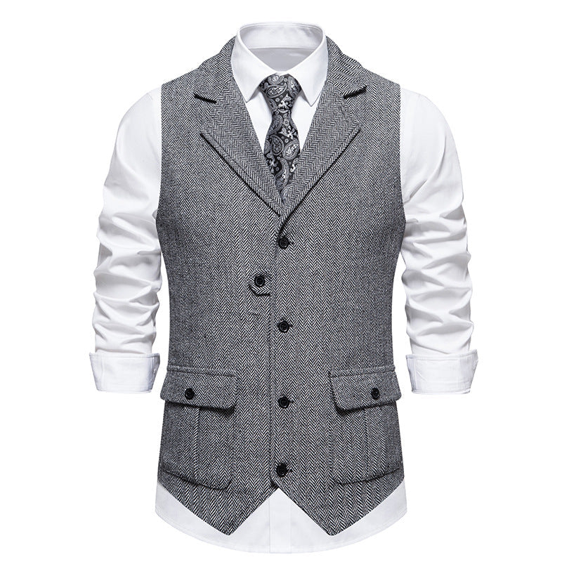 Weston | Men's Herringbone Notch Lapel Suit Vest