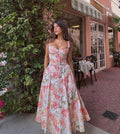 White Modest A Line Floral Ankle Length Formal Prom Gown Summer