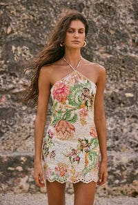 White Pahi Halter Dress