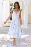 White Tropical Mood Midi Dress Print
