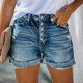 Penelope | Womens High Waist Button Front Denim Shorts