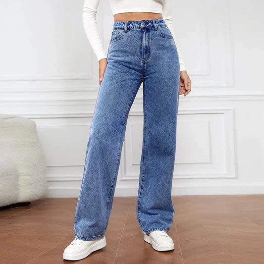 Mia | Women's High Waist Wide Leg Jeans Blue
