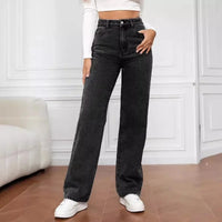 Mia | Women's High Waist Wide Leg Jeans Dark Gray