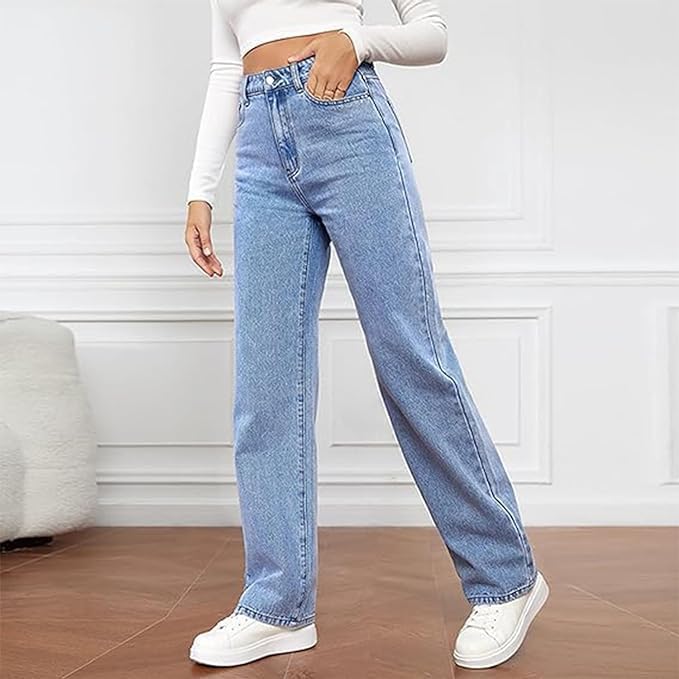 Mia | Women's High Waist Wide Leg Jeans Light Blue