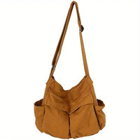 Charlotte | Women's Casual Multi-Pocket Canvas Tote Bag Slouchy Khaki