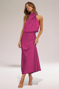 Arden Halter Midi Dress Pink