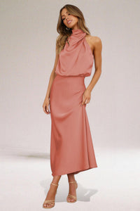 Arden Halter Midi Dress Orange