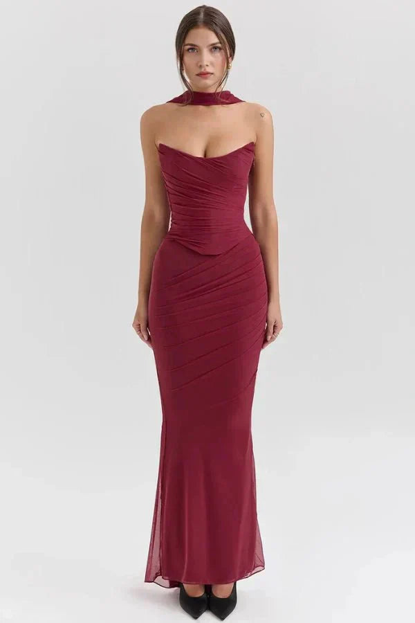 Ember Strapless Maxi Dress Maroon