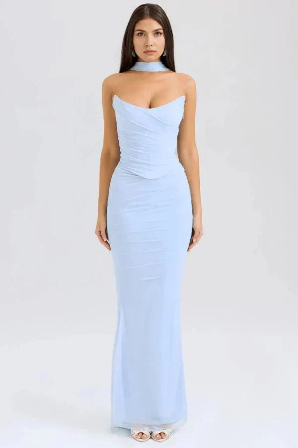 Ember Strapless Maxi Dress Light Blue