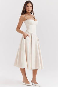 Avalon Corset Midi Dress LightBeige