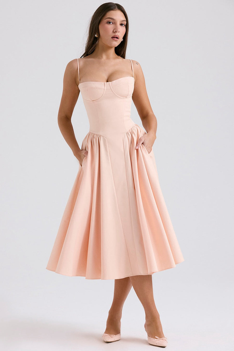 Avalon Corset Midi Dress LightPink