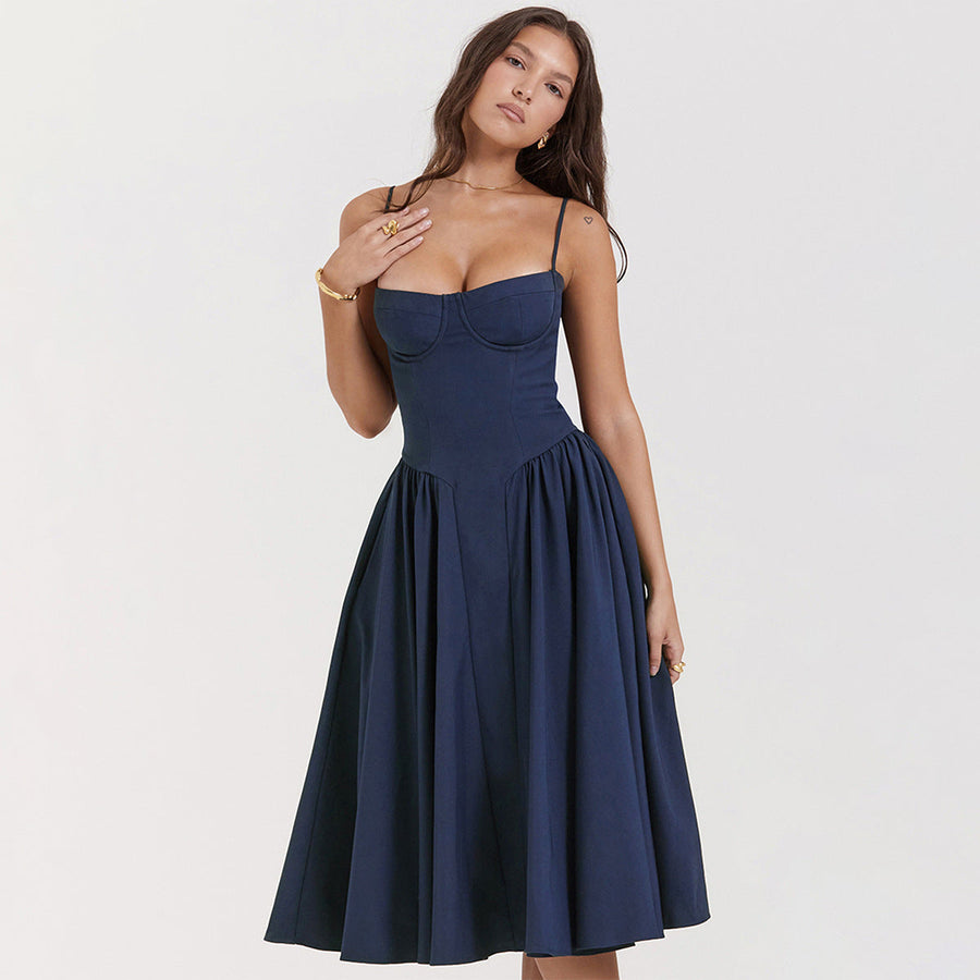 Avalon Corset Midi Dress Blue