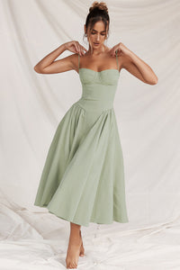 Avalon Corset Midi Dress LightGreen