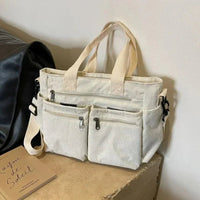 Amelia | Women's Corduroy Multi-Pocket Convertible Tote Bag Beige