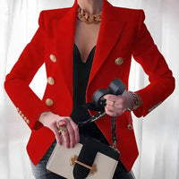 Grace | Women's Double-Breasted Blazer with Gold Buttons Red