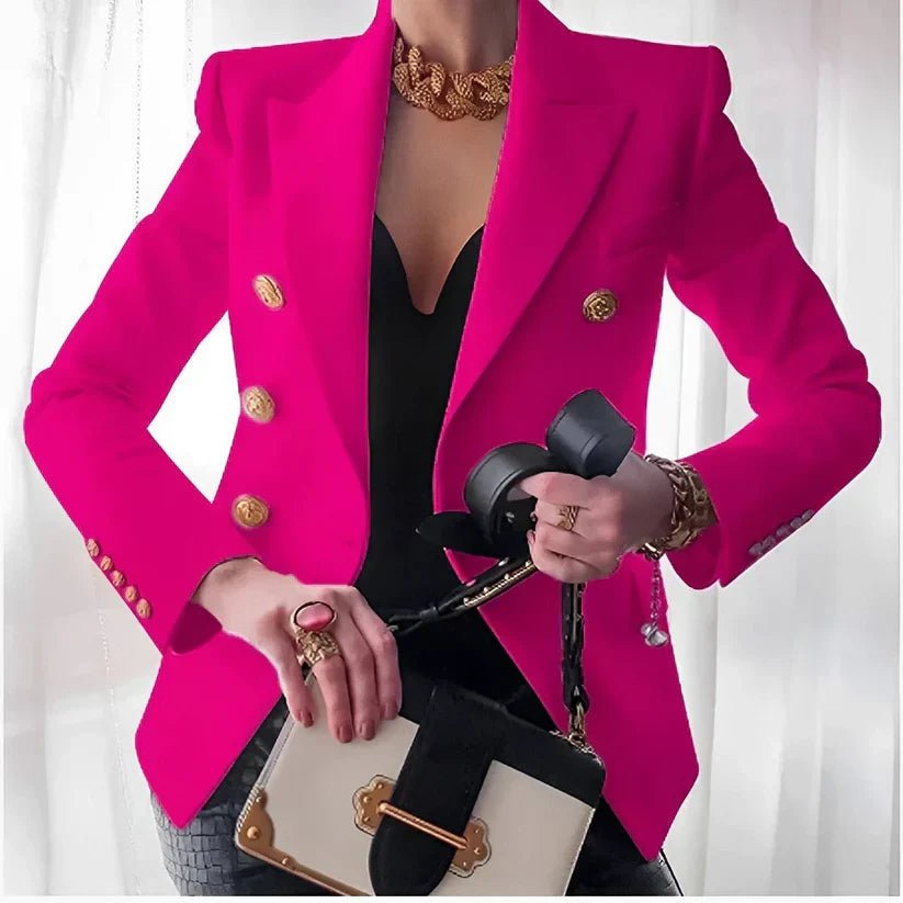 Grace | Women's Double-Breasted Blazer with Gold Buttons Pink