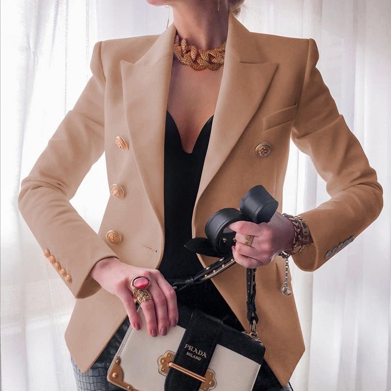 Grace | Women's Double-Breasted Blazer with Gold Buttons Beige