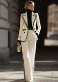 Chloe | Women's Double Breasted Suit Set Structured Blazer Wide Leg
