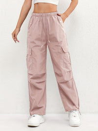 Brooklyn | Women's Cargo Pocket Drawstring Casual Pants Pink