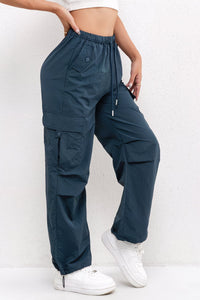 Brooklyn | Women's Cargo Pocket Drawstring Casual Pants Blue