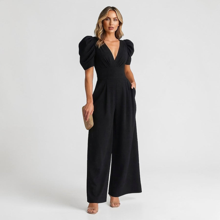 Zara Wide Leg Midi Jumpsuit Black