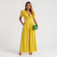 Zara Wide Leg Midi Jumpsuit Yellow