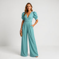 Zara Wide Leg Midi Jumpsuit Green