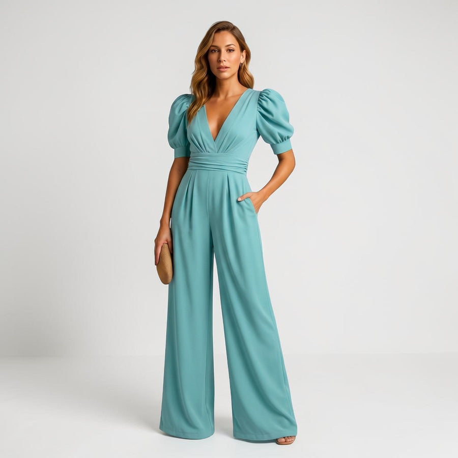 Zara Wide Leg Midi Jumpsuit Green
