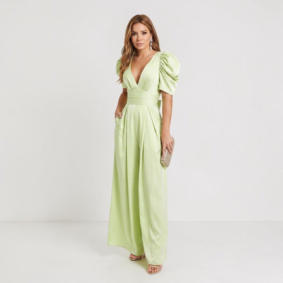 Zara Wide Leg Midi Jumpsuit Neon