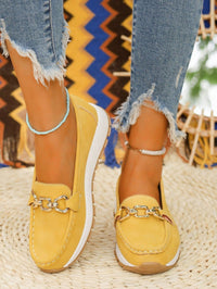 Emma | Women's Flat Loafers Slip-On Buckle Comfort Walking Shoes Yellow