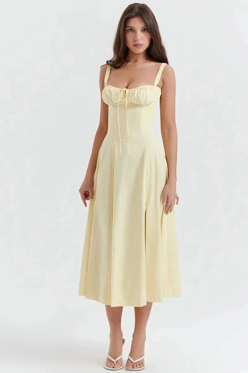 Esmae Corset Midi Dress Yellow Linsay