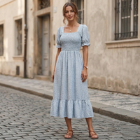 Alora Square Neck Midi Dress Blue