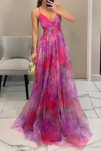 Layla | Women's Floral Tulle Sleeveless Maxi Cocktail Dress Pink