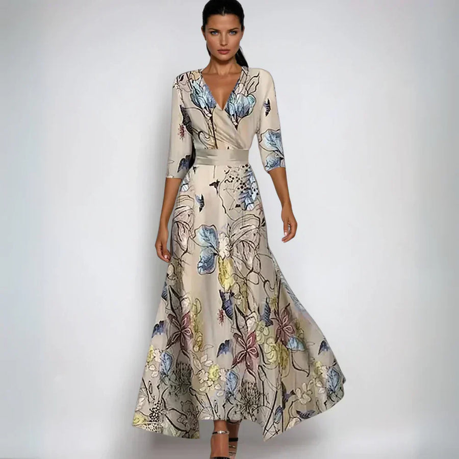 Celestine V Neck Maxi Dress Golden Grace