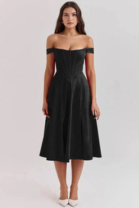 Coralie Off Shoulder Midi Dress Black